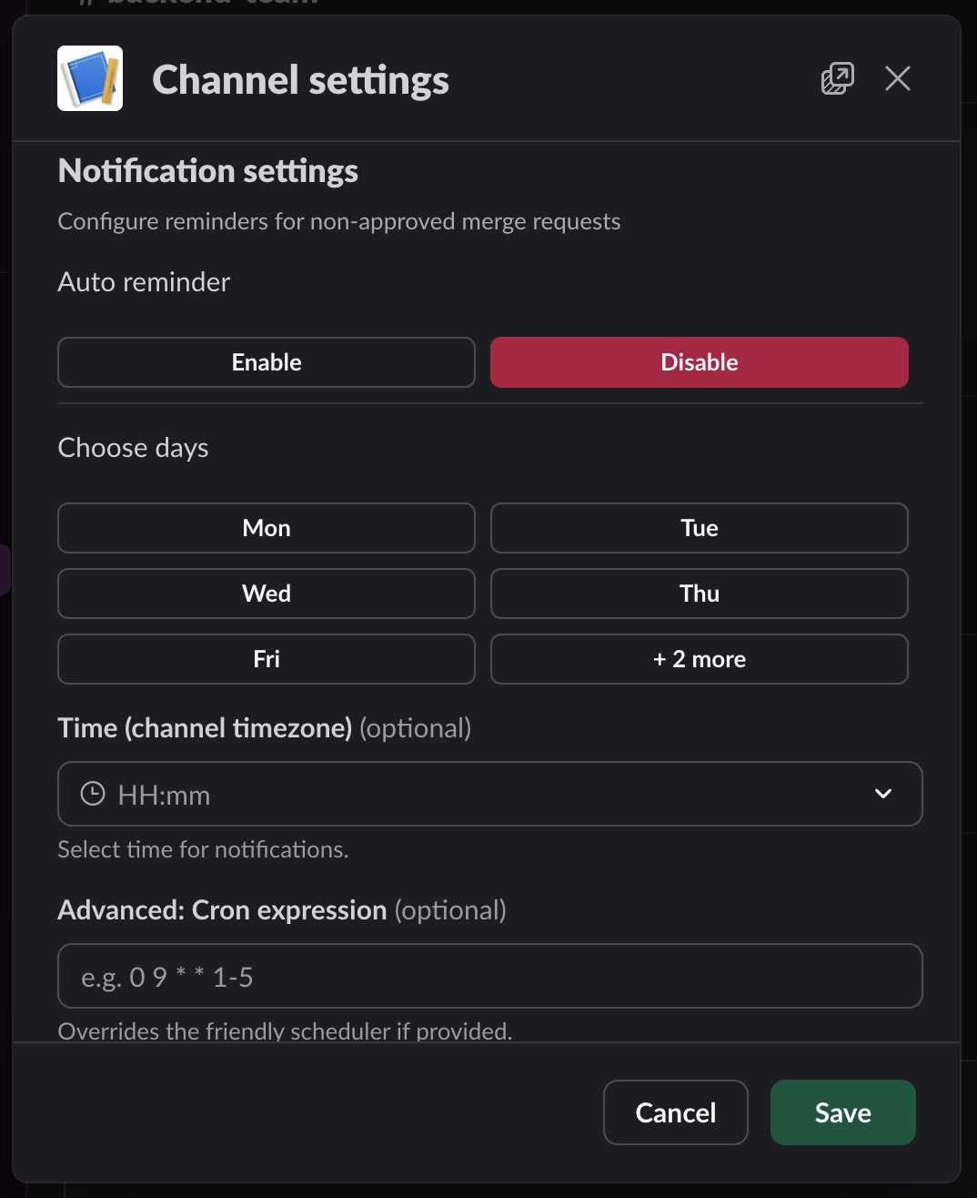 MRBot settings panel